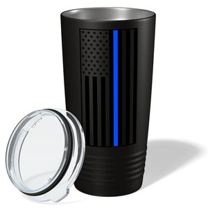 Black Thin Blue Line Flag 20oz Black Police Tumbler