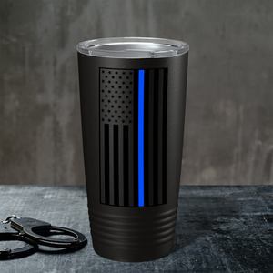 Black Thin Blue Line Flag 20oz Black Police Tumbler