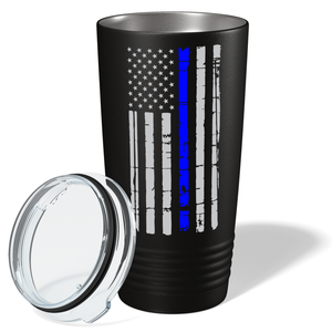 Thin Blue Line Flag - Police Law Enforcement PD Gift for Academy Graduation on Black Matte 20 oz 20oz Tumbler