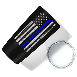 Thin Blue Line Flag - Police Law Enforcement PD Gift for Academy Graduation on Black Matte 20 oz 20oz Tumbler