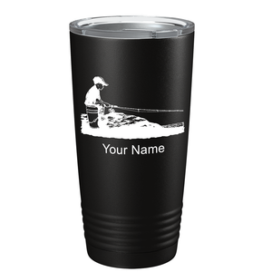 Little Boy Fishing on Stainless Steel Fishing Tumbler