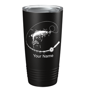 Fishing Poll with Fish on Stainless Steel Fishing Tumbler