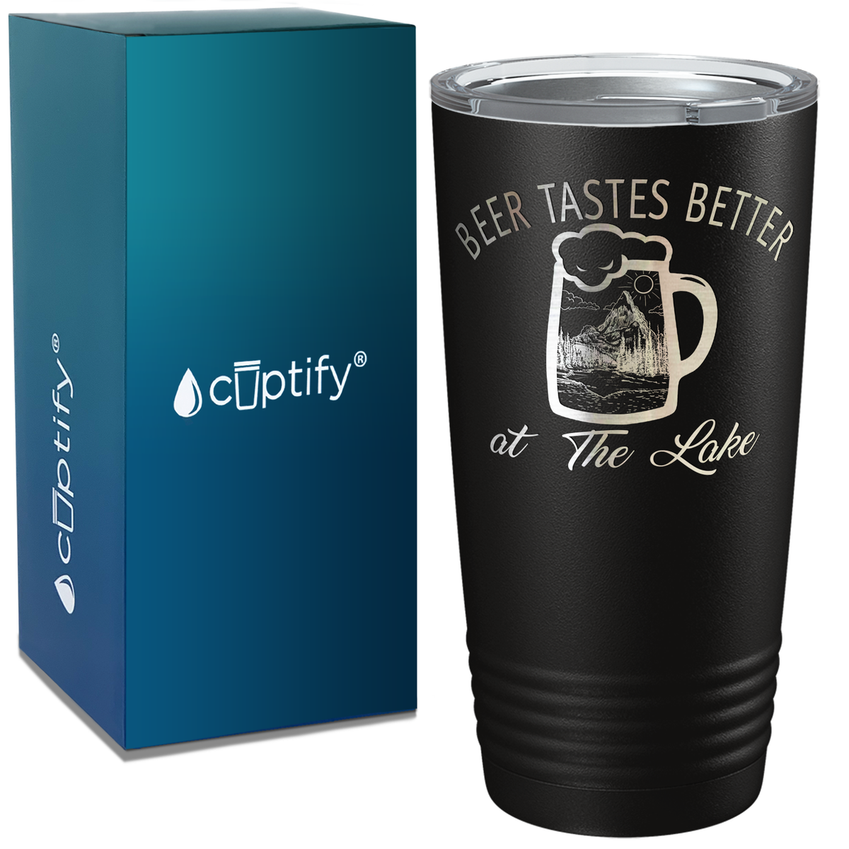 Beer Taste Better at the Lake on Black 20oz Tumbler