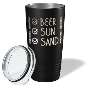 Beer Sun Sand on Black 20oz Tumbler