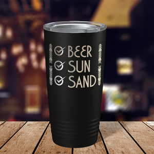 Beer Sun Sand on Black 20oz Tumbler