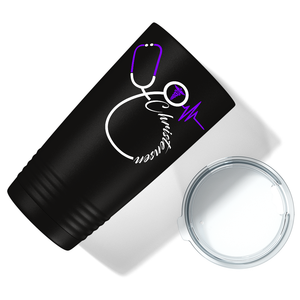 Doctors Stethoscope Purple Caduceus on Black 20oz Tumbler