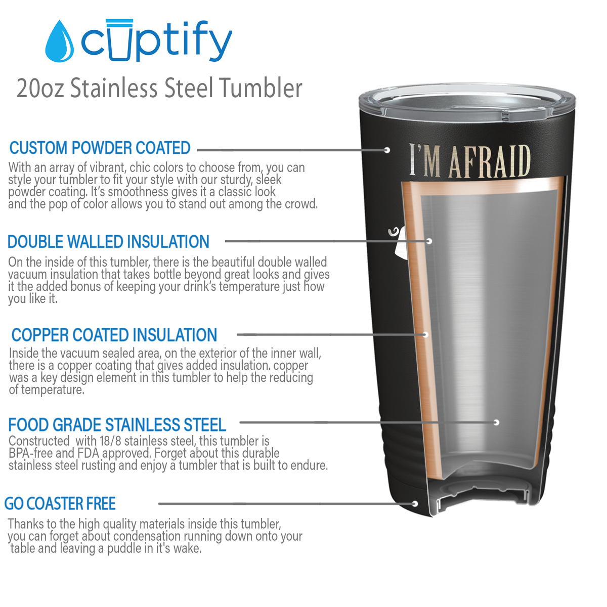 I'm Afraid if I Give Up Beer on Black 20oz Tumbler