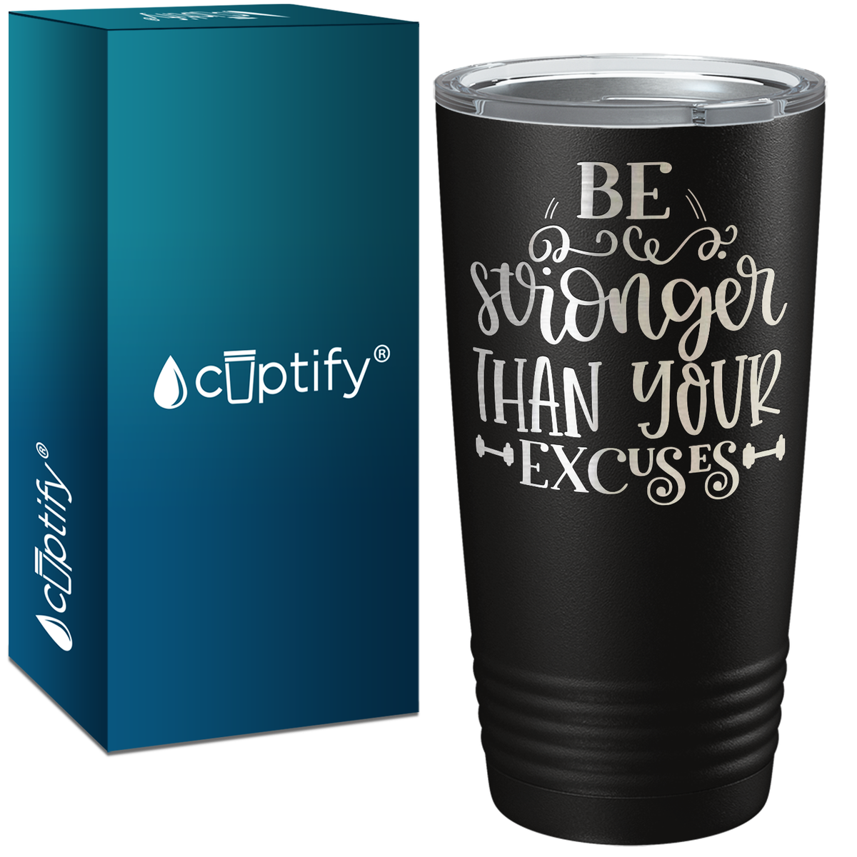Be Stronger Laser Engraved on Stainless Steel Motivational Tumbler