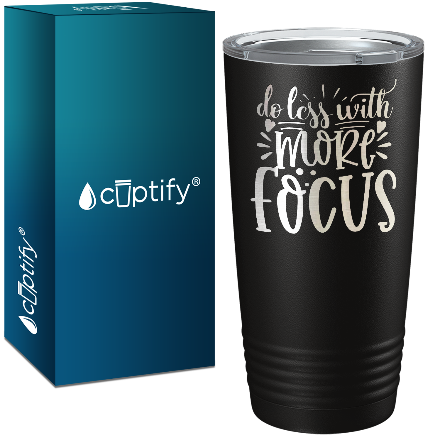 Do Less With More Focus Laser Engraved on Stainless Steel Motivational Tumbler