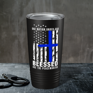 Blessed on the Peacemakers Police 20oz Black Tumbler