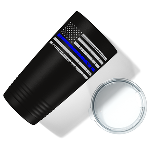 Distressed Thin Blue Line Flag Police 20oz Black Tumbler