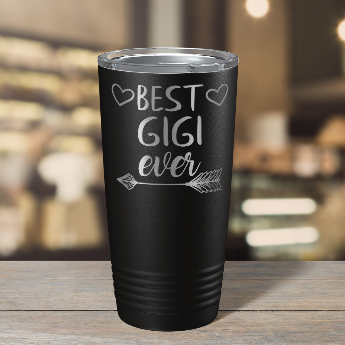 Best Gigi Ever on Black 20 oz Stainless Steel Ringneck Tumbler