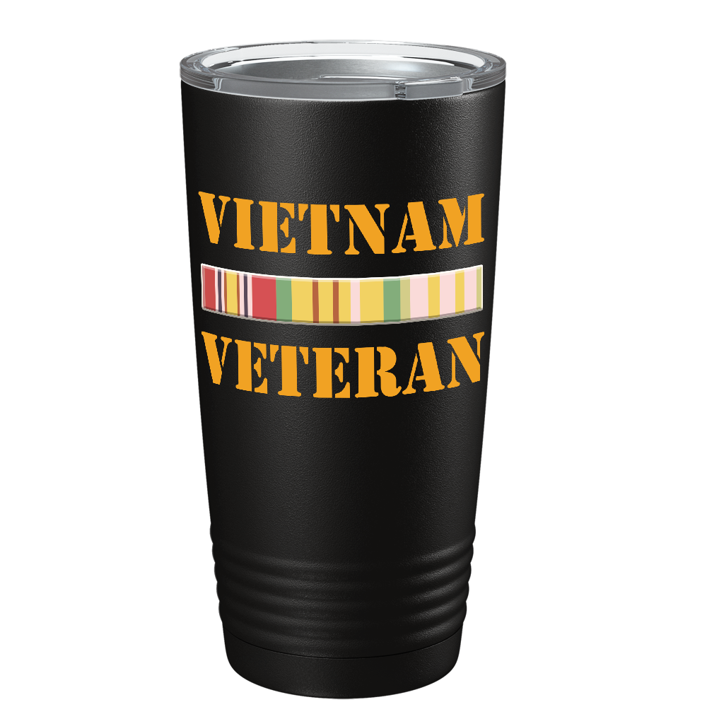 Vietnam Veteran on Black 20 oz Stainless Steel Tumbler