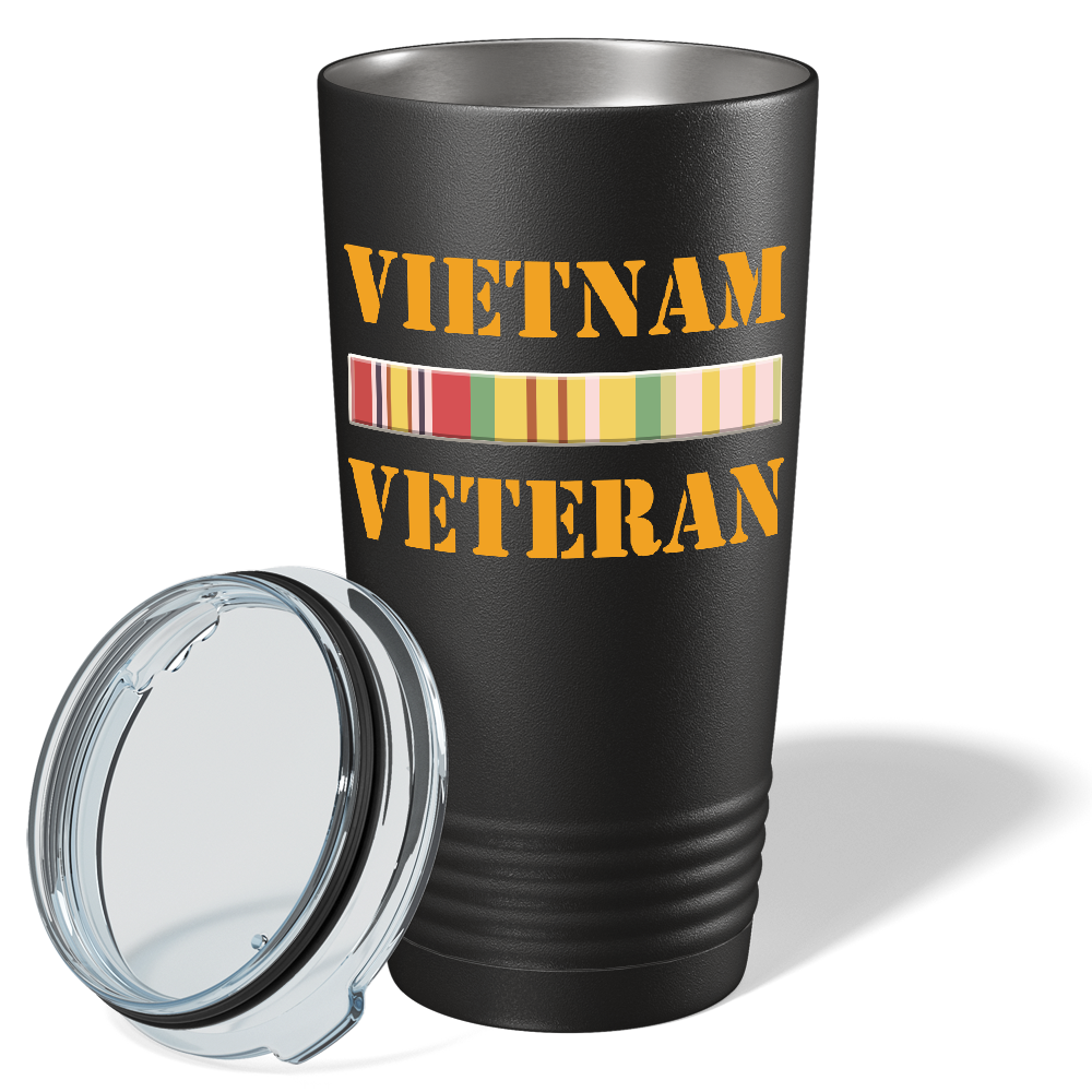 Vietnam Veteran on Black 20 oz Stainless Steel Tumbler