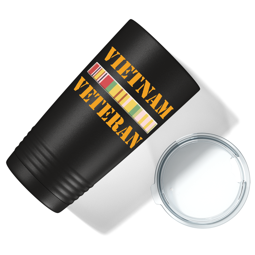 Vietnam Veteran on Black 20 oz Stainless Steel Tumbler
