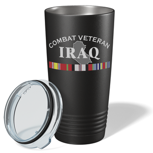 Combat Veteran Iraq on Black 20 oz Stainless Steel Tumbler