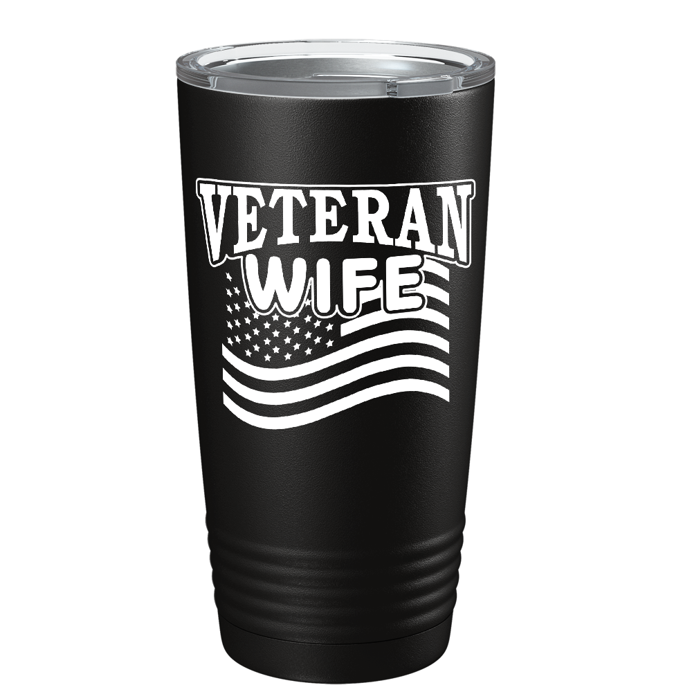 Veteran Wife on Black 20 oz Stainless Steel Tumbler