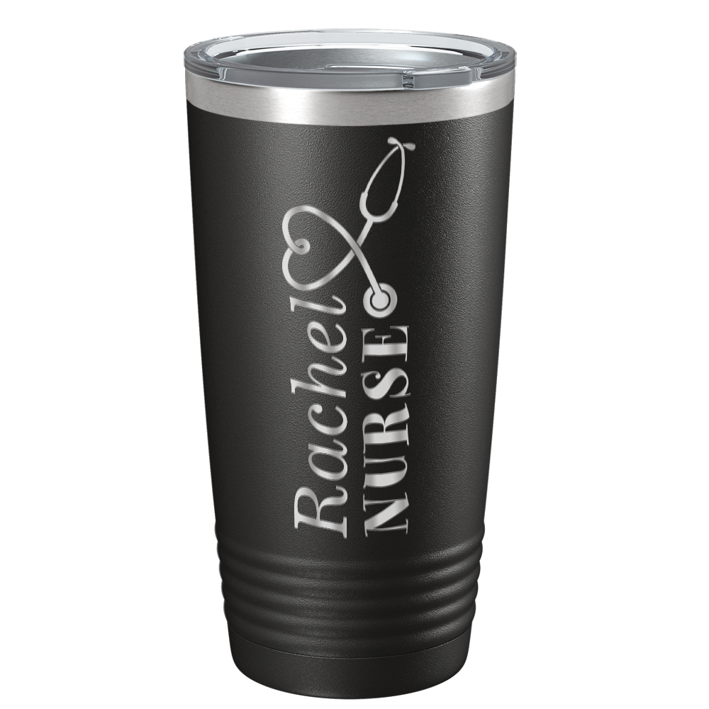 Personalized Nurse Laser Engraved 20oz Tumbler - Black Matte