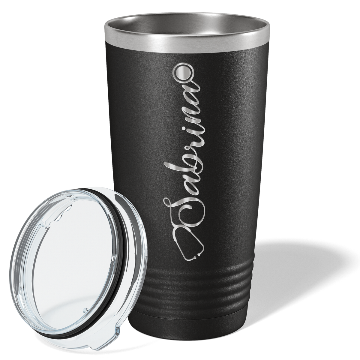 Personalized Nurse Laser Engraved 20oz Tumbler - Black Matte
