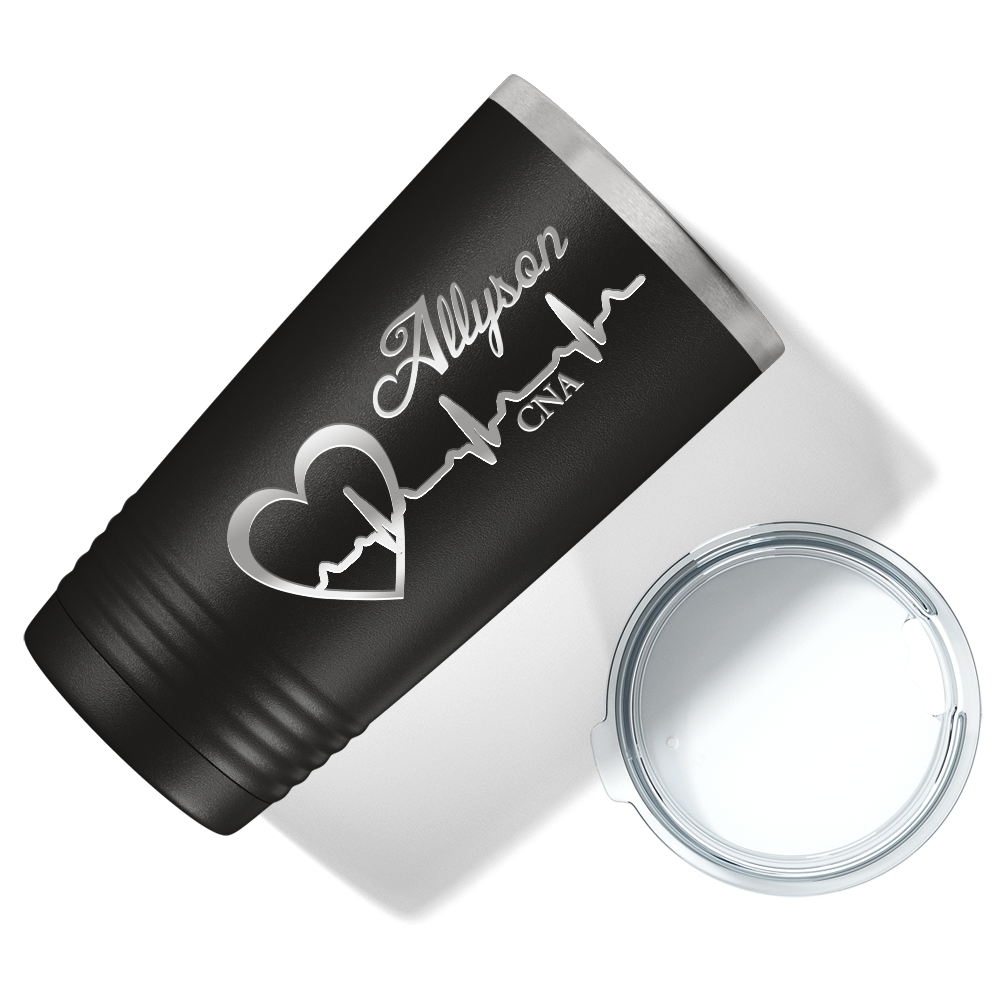 Personalized Nurse Laser Engraved 20oz Tumbler - Black Matte