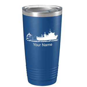 Marlin Boat Fishing on Stainless Steel Fishing Tumbler