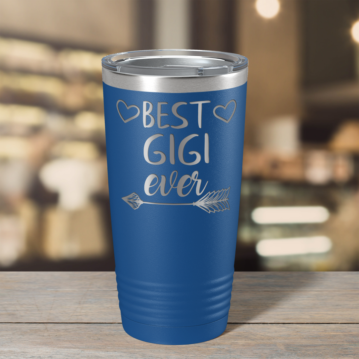 Best Gigi Ever on Blue 20 oz Stainless Steel Ringneck Tumbler
