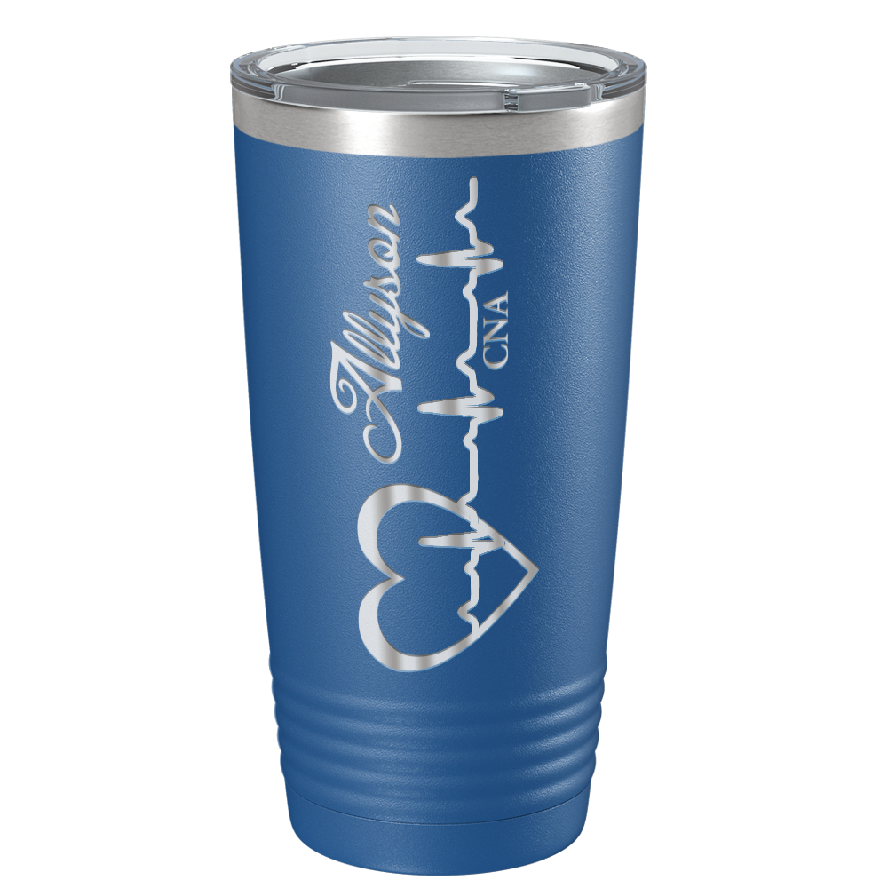Personalized Nurse Laser Engraved 20oz Tumbler - Blue Matte