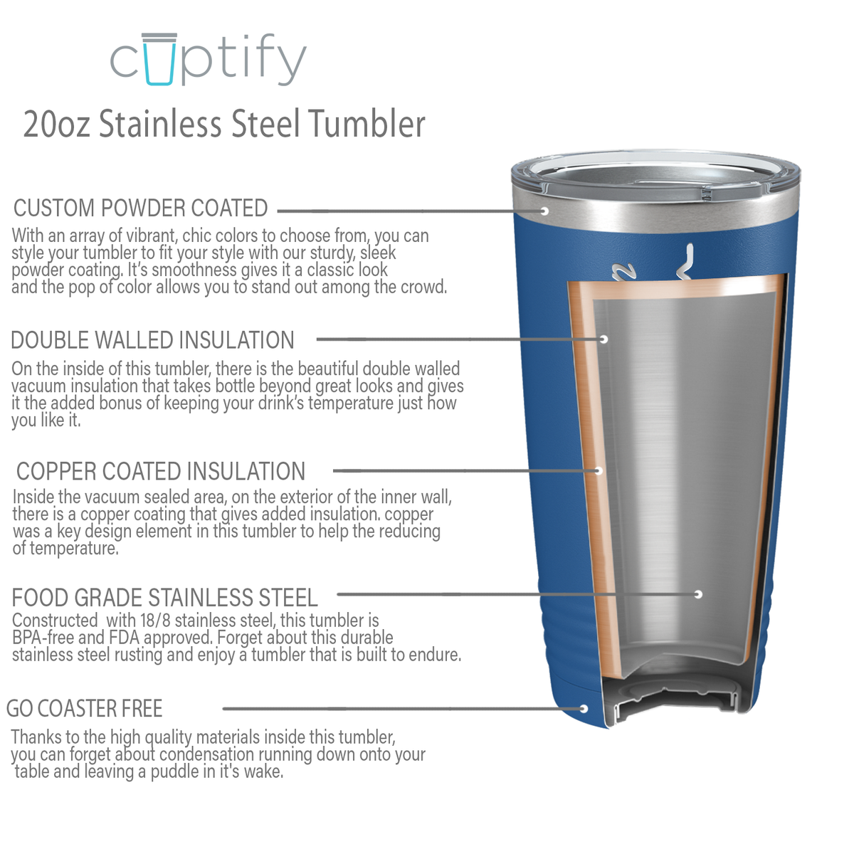 Personalized Nurse Laser Engraved 20oz Tumbler - Blue Matte