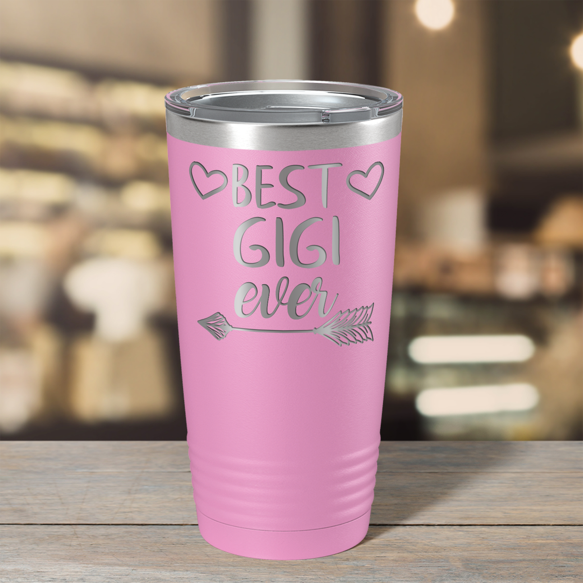 Best Gigi Ever on Blush 20 oz Stainless Steel Ringneck Tumbler