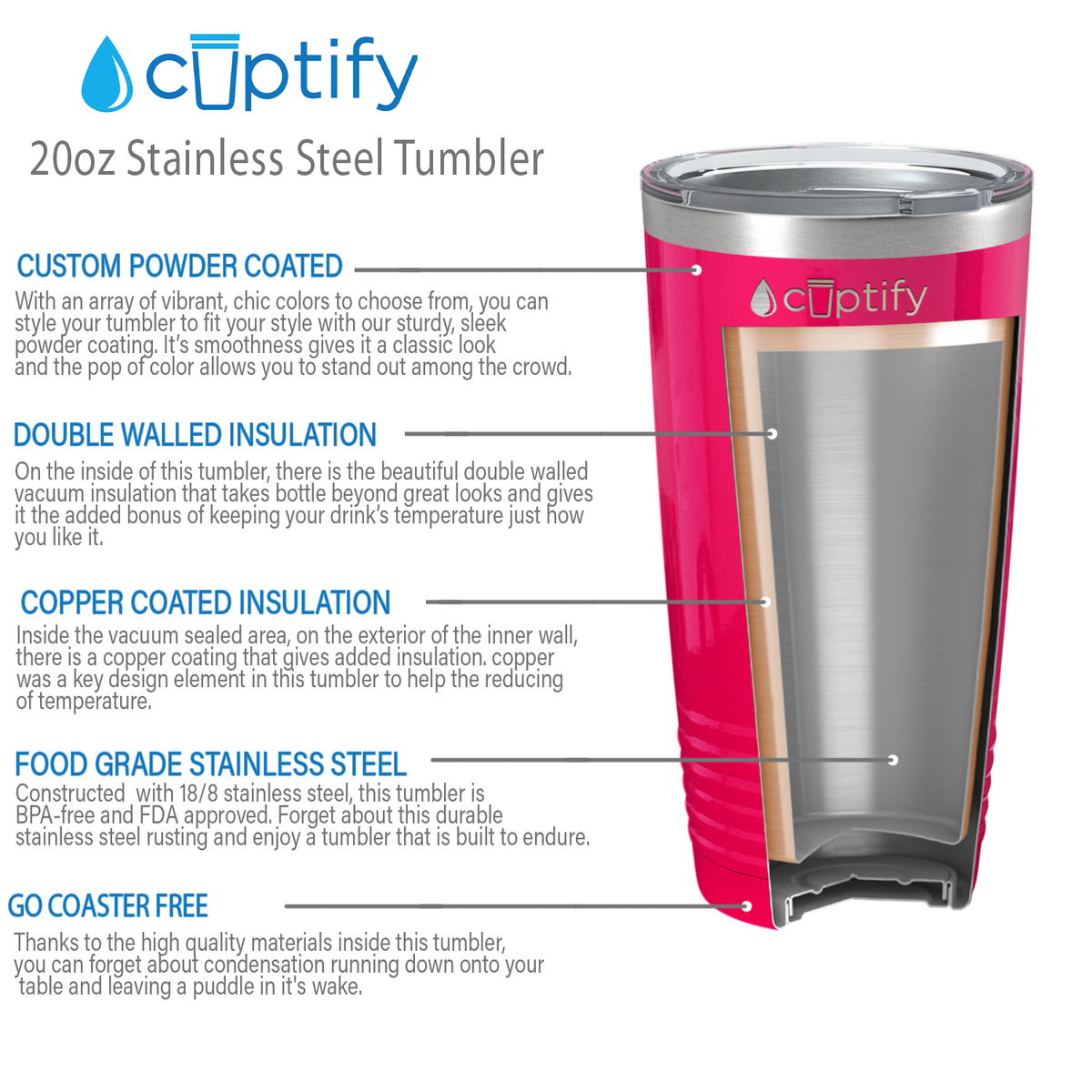 Pink Bright Gloss 20oz Tumbler