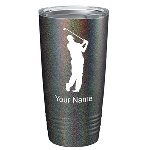 Golf Player Silhouette on Stainless Steel Golf Tumbler