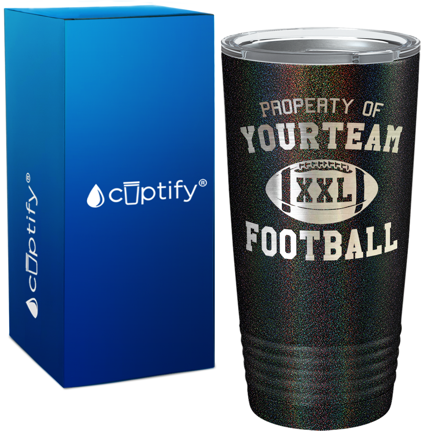 Personalized Property of Team Name Football on 20oz Tumbler