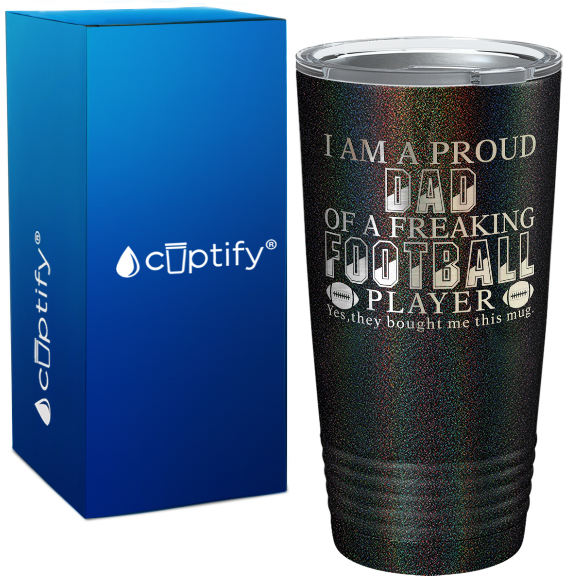 Proud Dad of a Football Player on 20oz Tumbler