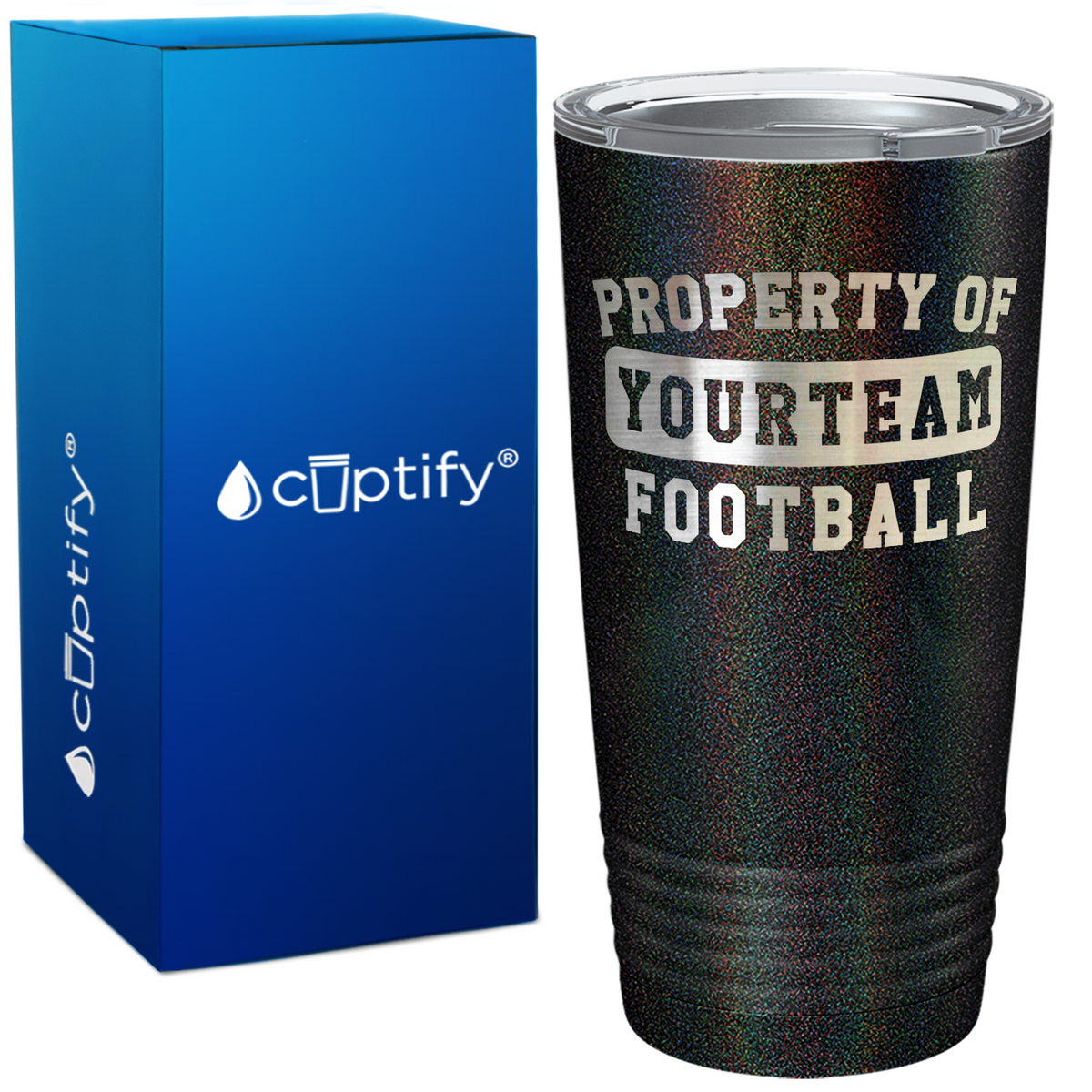 Personalized Property of Your Team Name Football on 20oz Tumbler
