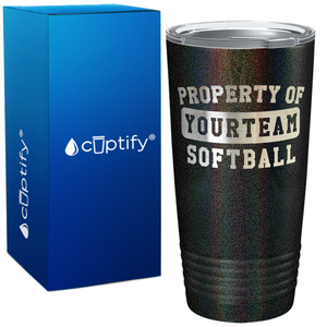 Personalized Property of Your Team Softball on 20oz Tumbler