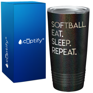 Eat Sleep Softball Repeat on 20oz Tumbler