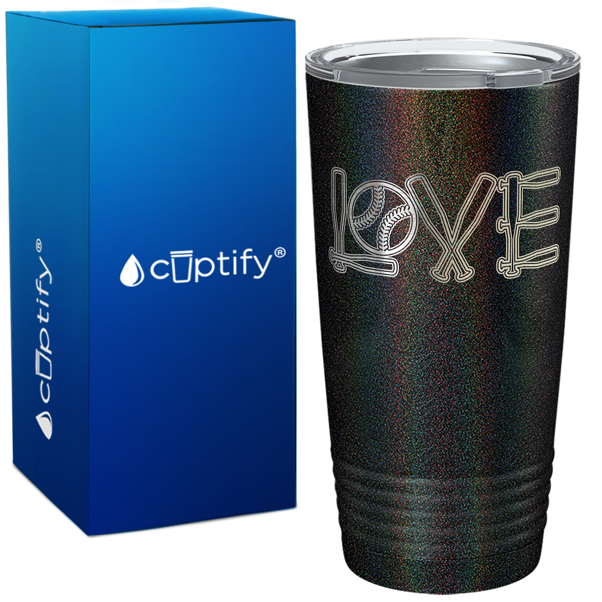 Softball Love Ball and Bats on 20oz Tumbler