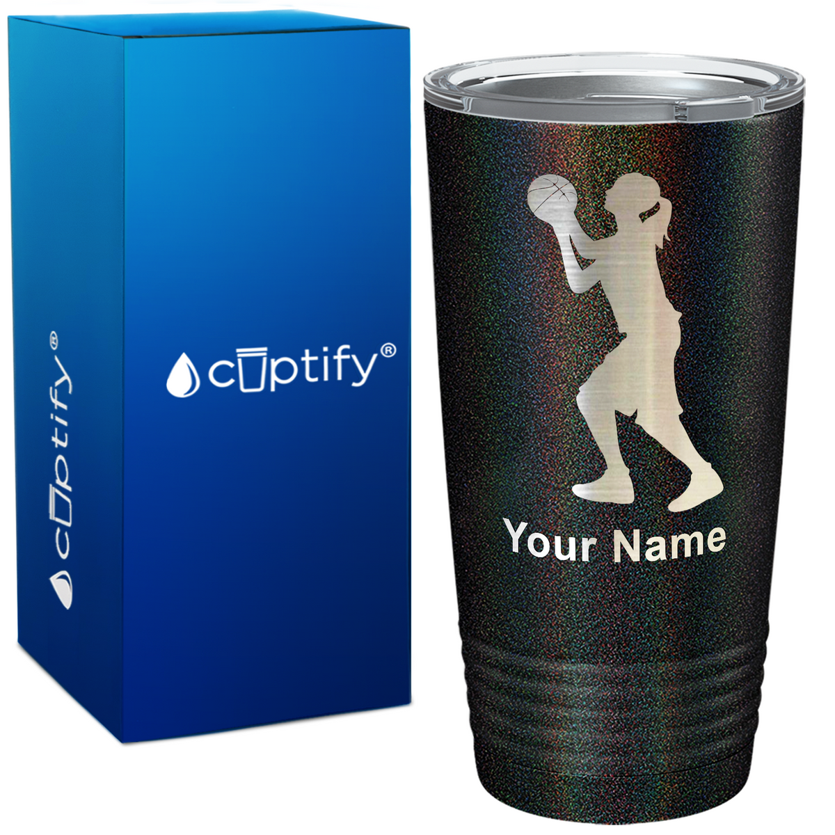 Personalized Girl Shooting Basketball on 20oz Tumbler
