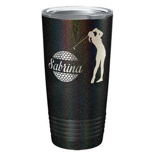 Personalized Female Golfer Laser Engraved on Stainless Steel Golf Tumbler