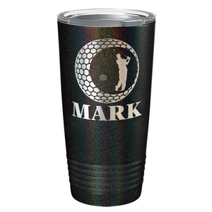 Personalized Golfer in Ball Laser Engraved on Stainless Steel Golf Tumbler