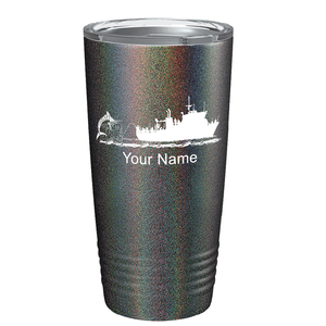 Marlin Boat Fishing on Stainless Steel Fishing Tumbler