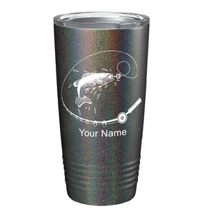 Fishing Poll with Fish on Stainless Steel Fishing Tumbler