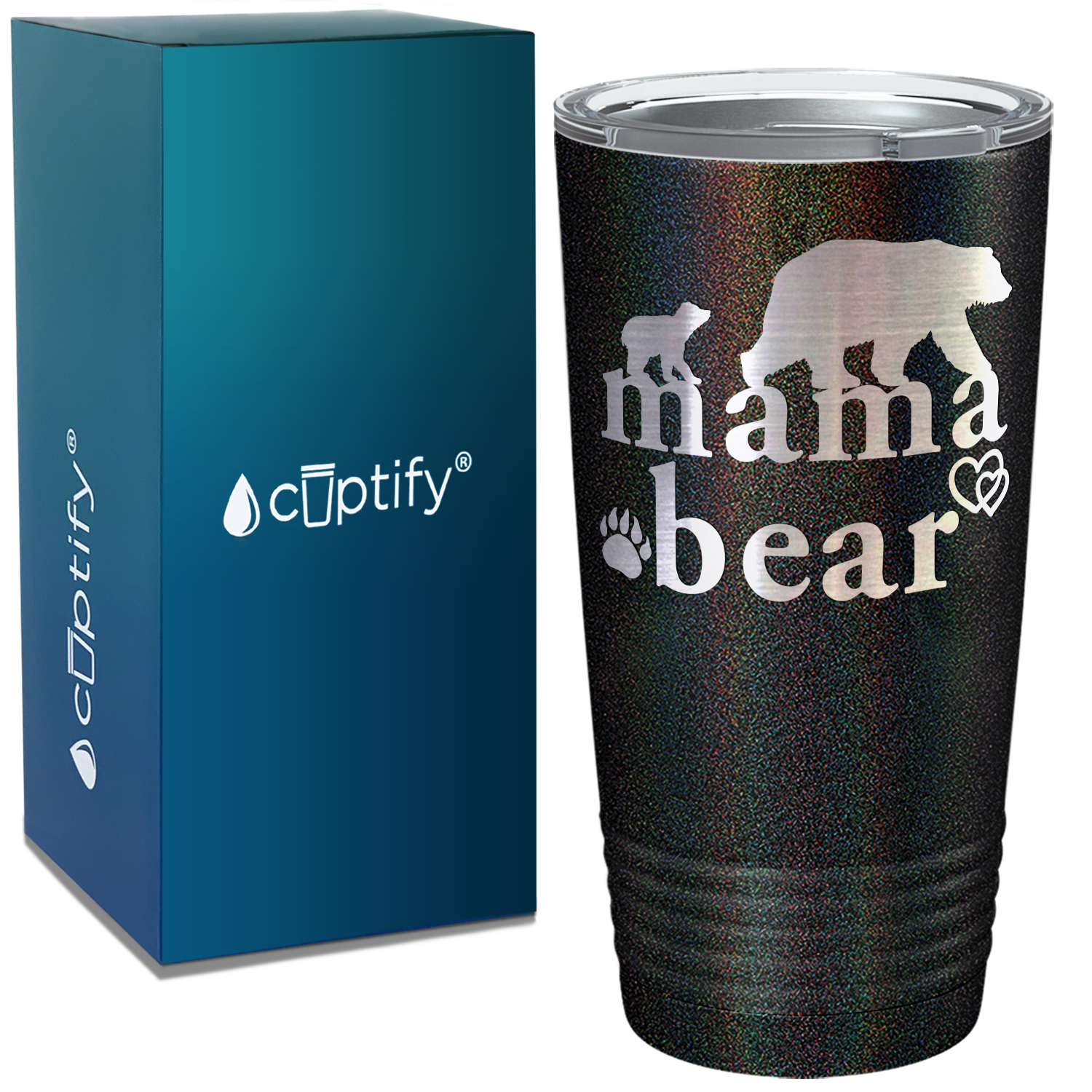 Mama Bear Hearts Laser Engraved Mom 20oz Tumbler