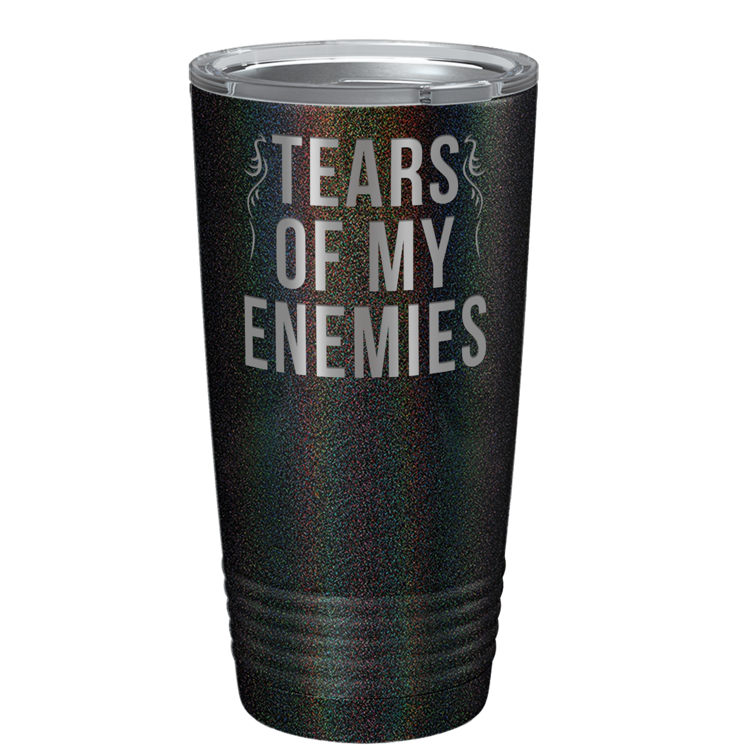 Tears of my Enemies on Black Glitter 20 oz Stainless Steel Ringneck Tumbler