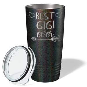 Best Gigi Ever on Black Glitter 20 oz Stainless Steel Ringneck Tumbler