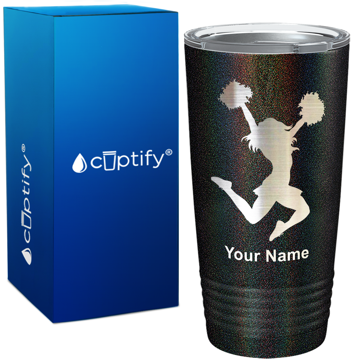 Personalized Cheerleader Pom Poms on 20oz Tumbler