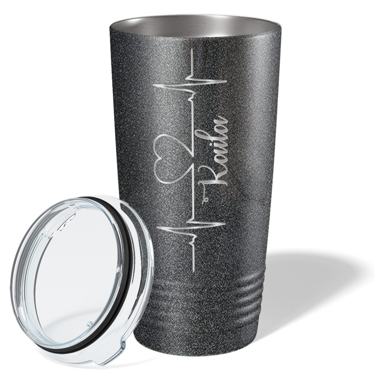 Personalized Nurse Laser Engraved 20oz Tumbler - Black Glitter