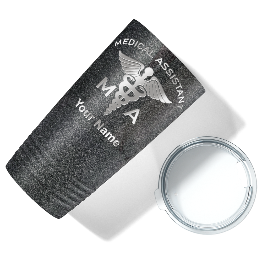 Personalized Nurse Laser Engraved 20oz Tumbler - Black Glitter