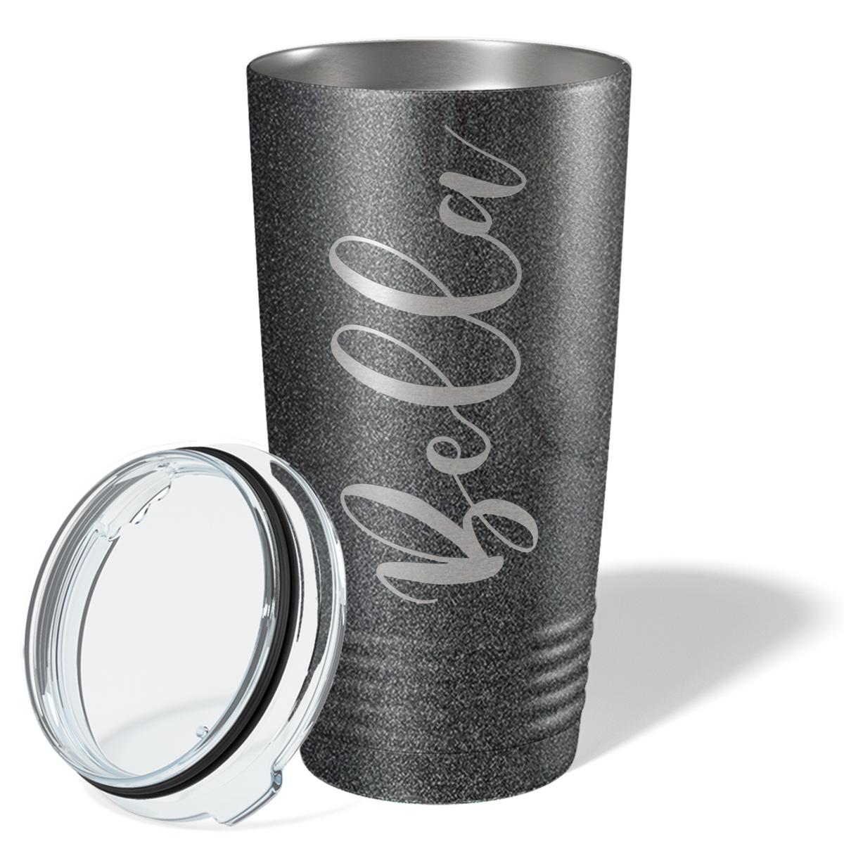 Cuptify Personalized on Black Glitter 20 oz Stainless Steel Ringneck Tumbler