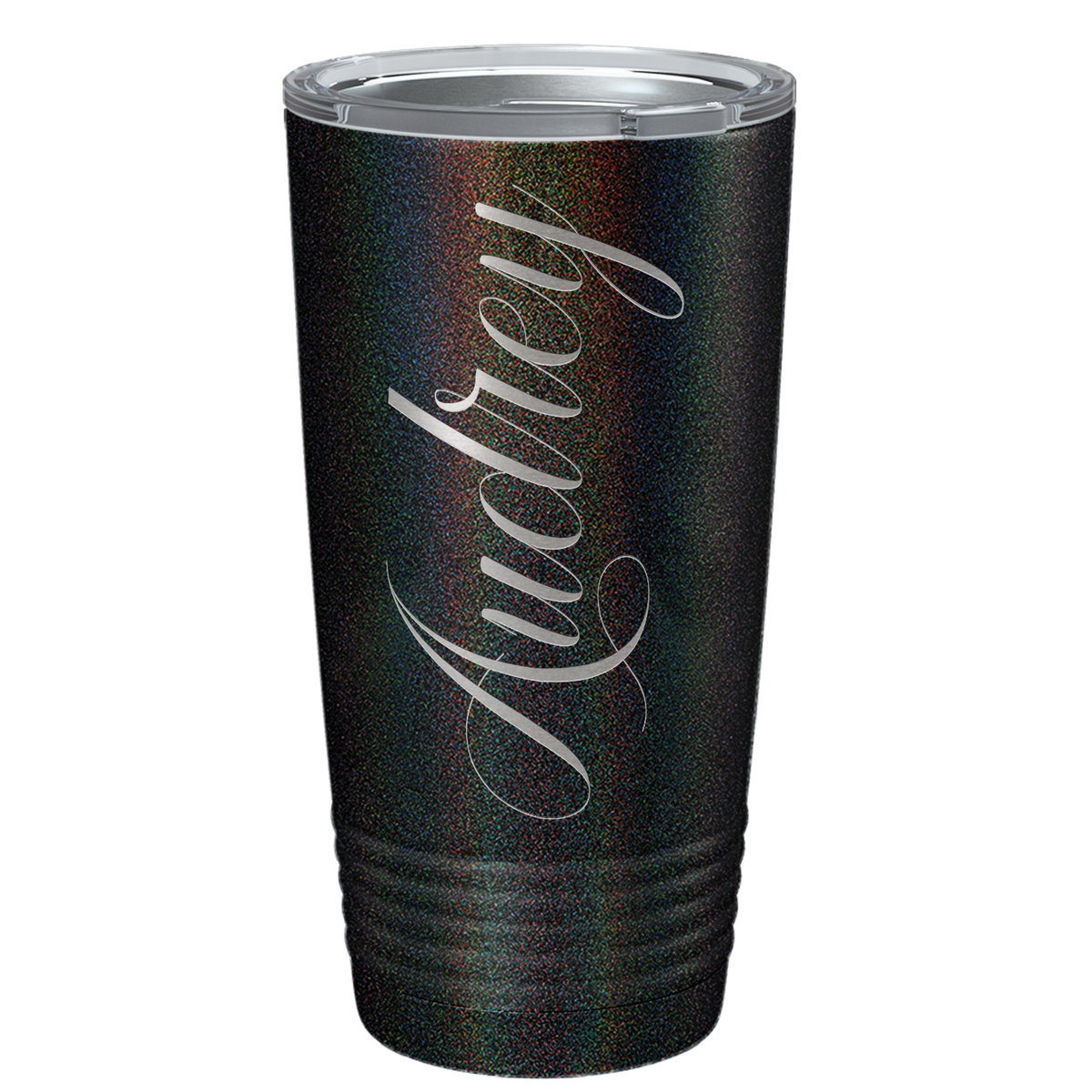 Cuptify Personalized on Black Rainbow Glitter 20 oz Stainless Steel Ringneck Tumbler